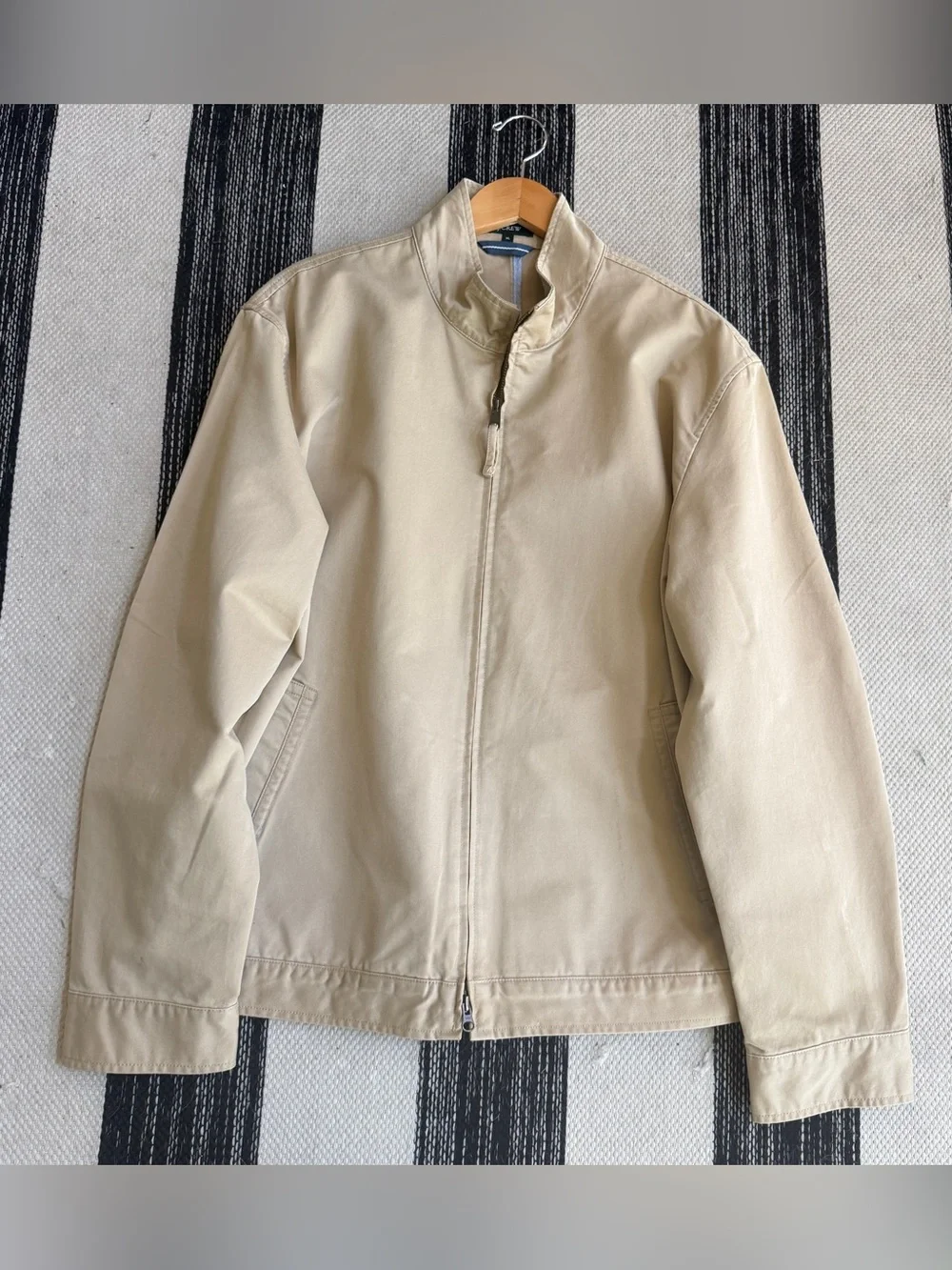 J. Crew Men's Tan Lightweight Zip Harrington Jacket in Cotton Twill Size XL
